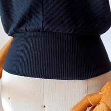 Charger l'image dans la galerie, 1950s - ZOULENE, France - Deadstock Black Cotton Top - Sz. S/M