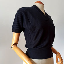 Charger l'image dans la galerie, 1950s - ZOULENE, France - Deadstock Black Cotton Top - Sz. S/M