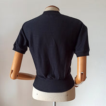 Charger l'image dans la galerie, 1950s - ZOULENE, France - Deadstock Black Cotton Top - Sz. S/M