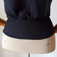 Charger l'image dans la galerie, 1950s - ZOULENE, France - Deadstock Black Cotton Top - Sz. S/M