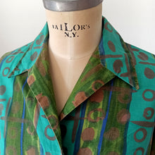 Cargar imagen en el visor de la galería, 1950s 1960s - PARIS - Excentric Abstract Cotton Duster