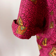 Charger l'image dans la galerie, 1960s - Abstract Satin Blouse - Sz. 50