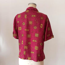 Charger l'image dans la galerie, 1960s - Abstract Satin Blouse - Sz. 50