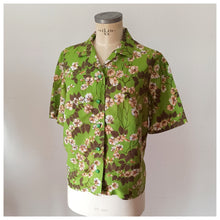 Charger l'image dans la galerie, 1960s - Green Floral Blouse - Sz. Large