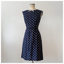 Charger l'image dans la galerie, 1950s 1960s - Iconic French Blue Dotted Rayon Dress - W30 (78cm)