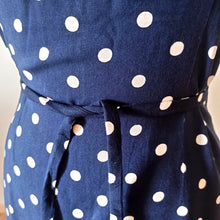 Charger l'image dans la galerie, 1950s 1960s - Iconic French Blue Dotted Rayon Dress - W30 (78cm)