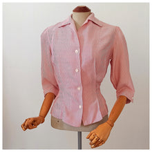 Charger l'image dans la galerie, 1940s 1950s - Iconic Red Stripes Rayon Blouse - W31.5 (80cm)