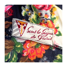 Charger l'image dans la galerie, 1950s - LE SIGNE DE PARIS, Paris - Stunning Floral Cotton Dress - W29 (74cm)