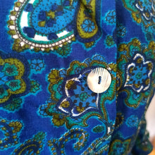 Load image into Gallery viewer, 1950s - Beautiful Blue Paisley Cotton Blend Dress - W34 (86cm)