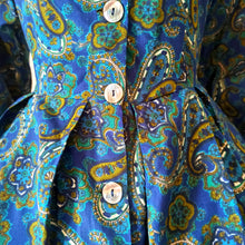 Load image into Gallery viewer, 1950s - Beautiful Blue Paisley Cotton Blend Dress - W34 (86cm)