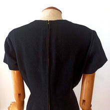 Charger l'image dans la galerie, 1950s 1960s - Stunning Black Textured Wool Dress - W33 (84cm)
