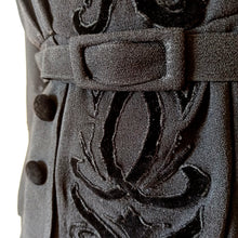 Load image into Gallery viewer, 1940s - Superb Belted Peplum Black Crepe Dress - W31 (80cm)