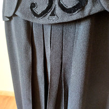 Load image into Gallery viewer, 1940s - Superb Belted Peplum Black Crepe Dress - W31 (80cm)