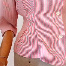 Charger l'image dans la galerie, 1940s 1950s - Iconic Red Stripes Rayon Blouse - W31.5 (80cm)