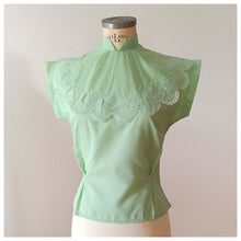 Charger l'image dans la galerie, 1950s - DEADSTOCK - French Pear Green Nylon Blouse - Sz. 42