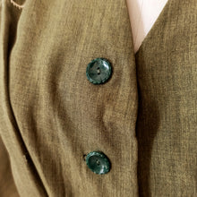 Cargar imagen en el visor de la galería, 1940s - Gorgeous Green Cotton Silk Dress - W35 (88cm)