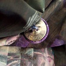 Charger l'image dans la galerie, 1950s - LETOILE, Paris - Stunning Purple Black Abstract Floral Dress - W36 (92cm)