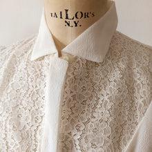 Charger l'image dans la galerie, 1950s - DEADSTOCK - French White Nylon Blouse - Sz. 48