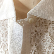 Charger l'image dans la galerie, 1950s - DEADSTOCK - French White Nylon Blouse - Sz. 48