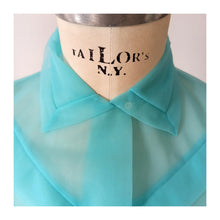 Charger l'image dans la galerie, 1950s - DEADSTOCK - French Turquoise Nylon Blouse - Sz. 42
