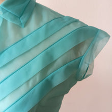 Charger l'image dans la galerie, 1950s - DEADSTOCK - French Turquoise Nylon Blouse - Sz. 42