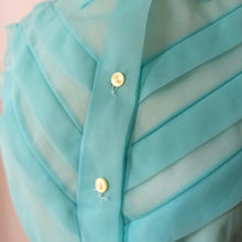Charger l'image dans la galerie, 1950s - DEADSTOCK - French Turquoise Nylon Blouse - Sz. 42