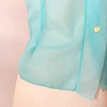 Charger l'image dans la galerie, 1950s - DEADSTOCK - French Turquoise Nylon Blouse - Sz. 42