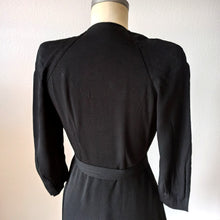 Cargar imagen en el visor de la galería, 1940s - Exuberant Black Beaded Crepe Dress - W30 (76cm)