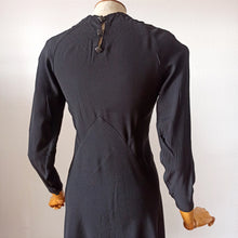Cargar imagen en el visor de la galería, 1930s - Exquisite Sequined Black Crepe Dress - W31 (78cm)