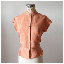 Charger l'image dans la galerie, 1950s - Gorgeous Teal Pure Silk Blouse - W31.5 (80cm)