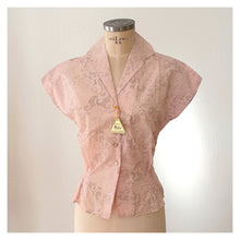 Charger l'image dans la galerie, 1950s - HELE, France - DEADSTOCK - Pink Nylon Blouse - W30 (76cm)