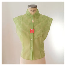 Charger l'image dans la galerie, 1950s - DEADSTOCK - French Green Nylon Blouse - Sz. 48