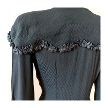 Load image into Gallery viewer, 1930s 1940s - Superb Black Textured Rayon Dress - W30 (76cm)