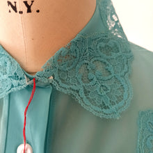 Charger l'image dans la galerie, 1950s - DEADSTOCK - French Blue Nylon Blouse - Sz. 48