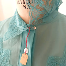 Charger l'image dans la galerie, 1950s - DEADSTOCK - French Blue Nylon Blouse - Sz. 48