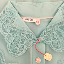 Charger l'image dans la galerie, 1950s - DEADSTOCK - French Blue Nylon Blouse - Sz. 48