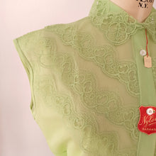 Charger l'image dans la galerie, 1950s - DEADSTOCK - French Green Nylon Blouse - Sz. 48