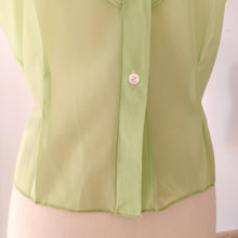 Charger l'image dans la galerie, 1950s - DEADSTOCK - French Green Nylon Blouse - Sz. 48