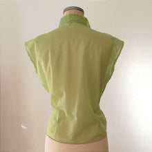 Charger l'image dans la galerie, 1950s - DEADSTOCK - French Green Nylon Blouse - Sz. 48