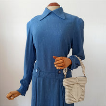 Charger l'image dans la galerie, 1940s - Ultragorgeous Flecked Teal Wool Dress - W37 (94cm)