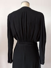 Cargar imagen en el visor de la galería, 1930s - Outstanding Hand Embroidered Black Crepe Silk Dress - W31 (80cm)