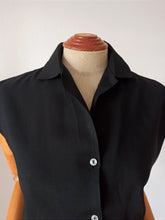 Charger l'image dans la galerie, 1950s - FRENCH DEADSTOCK - Black Rayon Blouse - Sz. 42