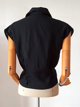Charger l'image dans la galerie, 1950s - FRENCH DEADSTOCK - Black Rayon Blouse - Sz. 42