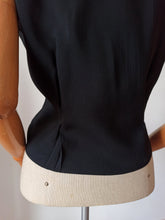 Charger l'image dans la galerie, 1950s - FRENCH DEADSTOCK - Black Rayon Blouse - Sz. 42