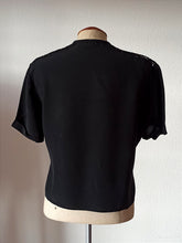 Charger l'image dans la galerie, 1940s 1950s - Stunning Black Rayon Blouse - Sz. 44