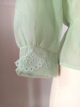 Charger l'image dans la galerie, 1950s - FRANCE - DEADSTOCK - Green Nylon Blouse - Sz. 44