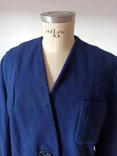 Cargar imagen en el visor de la galería, 1940s 1950s - Elegant Navy Blue Wool Winter Jacket