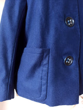 Cargar imagen en el visor de la galería, 1940s 1950s - Elegant Navy Blue Wool Winter Jacket