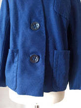Cargar imagen en el visor de la galería, 1940s 1950s - Elegant Navy Blue Wool Winter Jacket