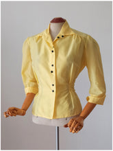 Cargar imagen en el visor de la galería, 1940s 1950s - BERTYS, Paris - Stunning New Look Yellow Blouse - Sz. 44
